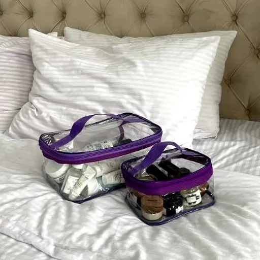 Комплект прозорих косметичок 2 шт (фіолетовий) - фото 2