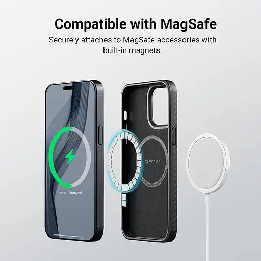 Оригинальный противоударный чехол iPhone 15 Pro Max Pitaka Military Grade MagSafe MagEz 600D Black/Grey - фото 6