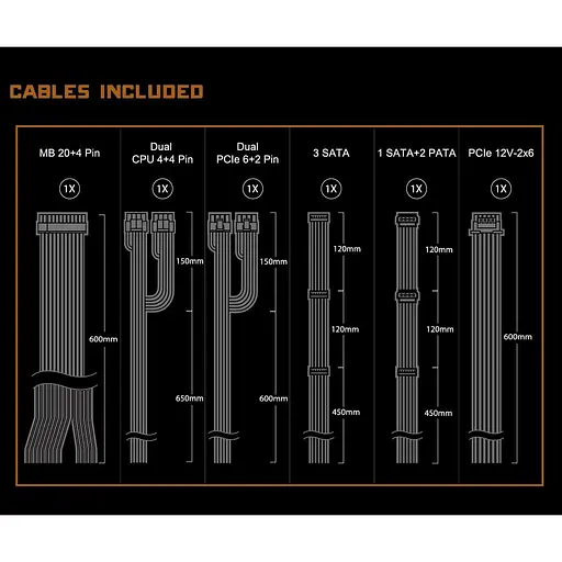 Блок живлення AsRock Challenger 750W 80+ Bronze PCIe 5.1 (CL-750B) U1 - фото 8