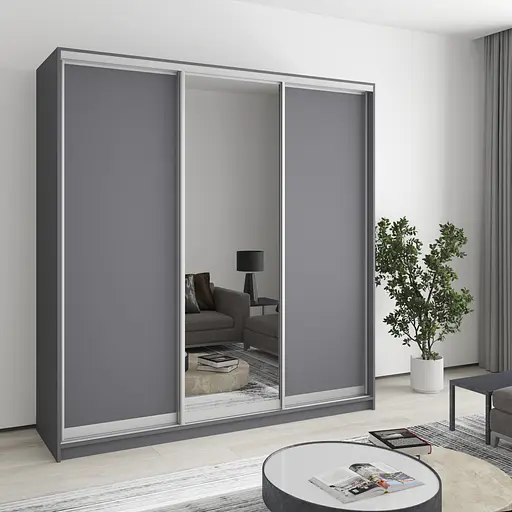 Шкаф-купе трехдверный MebelStar Комбо AL 2ДСП/Зеркало 200x45x240 см Антрацит (MBS-1683)