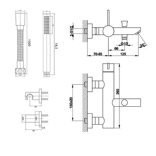 Смеситель для ванны Kohlman Dexame chrome настенный KPL-QW110D Хром - фото 2