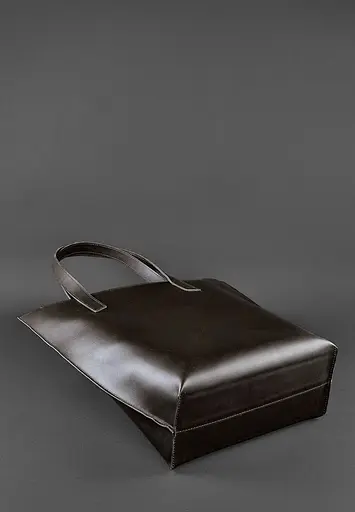 Шкіряна жіноча сумка шоппер D.D. Темно-коричнева - фото 4