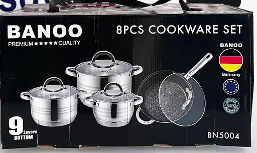 Набор кастрюль с крышками и сковородой Banoo BN-5004, 8 предметов - фото 6