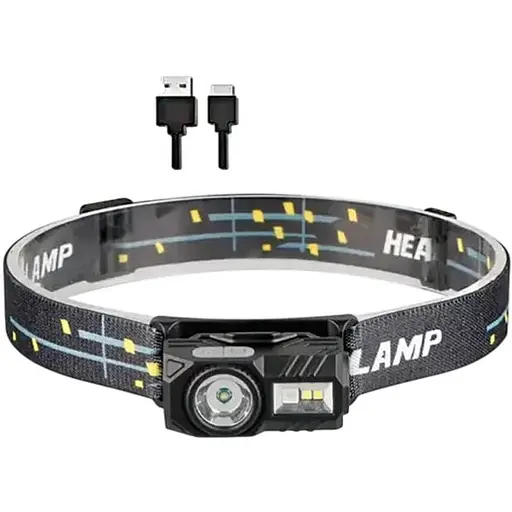 Фонарь налобный T131-XPE+3SMD с сенсорным управлением клипса магнит Li-Ion аккумулятор Type-C Черный - фото 1