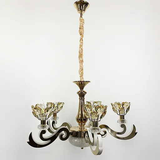 Люстра на 5 кришталевих квіток-плафонів Line.F 86529/5 GD - фото 9