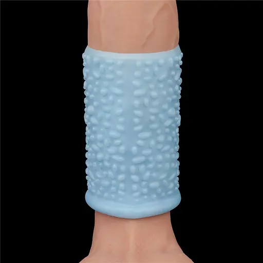 Насадка на пенис Lovetoy Knights Ring Vibrating Drip 10 см голубой - фото 6