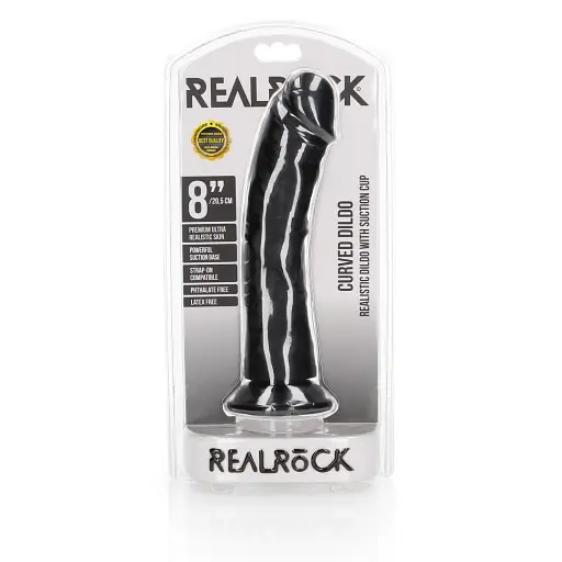 Фалоімітатор RealRock Curved Realistic 8" 20.5 см (чорний) - фото 6