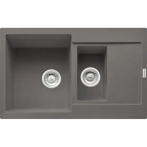 Кухонна мийка Franke Maris, фраграніт, прямокут., з крилом, 780х500х200мм, чаша-2, накладна, сірий камінь