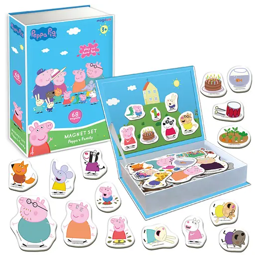 Набор магнитов "Магнитная история Семья Пеппы" Magdum МЕ 5031-15, 68 магнитных деталей - фото 1