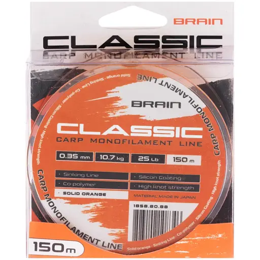 Леска Brain Classic Carp Line (solid orange) 150 м 0.35 мм 25 lb 10.7 кг - фото 2