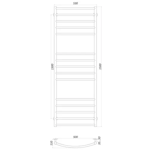 Полотенцесушитель UNIO LDE W 1500-500-15 Лестница Дуга Элит (21427) - фото 4