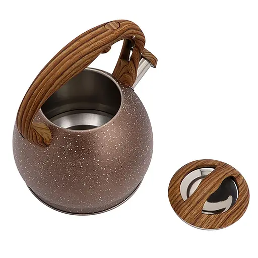 Чайник из нержавеющей стали со свистком и крышкой из бакелита 3 л ZB 14/3, Zauberg Коричневый 87743 - фото 2