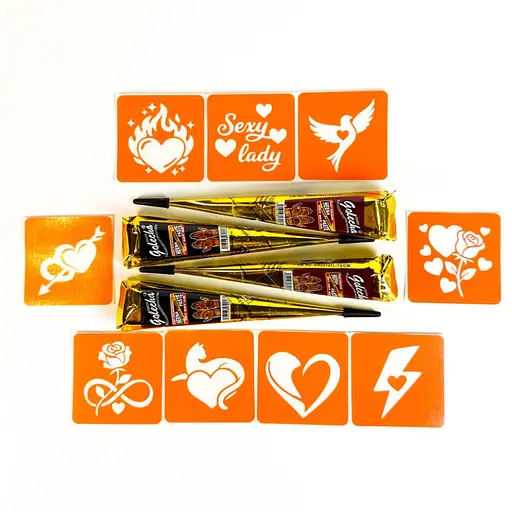 Набор хны с трафаретами для био-тату №9 Fresh Tattoo henna-set-09, 9 трафаретов - фото 3