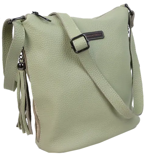 Женская кожаная сумка на плечо Borsacomoda салатовая sum0028729 - фото 2