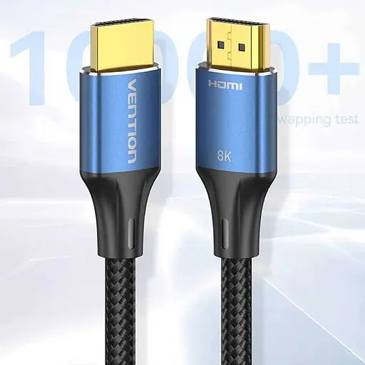 Кабель Vention Cotton Braided HDMI-A Male to Male HD v2.1 Cable 8K 5M Blue Aluminum Alloy Type (ALGLJ) - фото 7