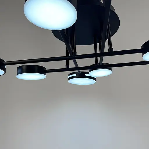 Черная потолочная люстра на 4+4 световых круга Ø 80 см | Ст. 77031/4+4 BK | Line F - фото 4