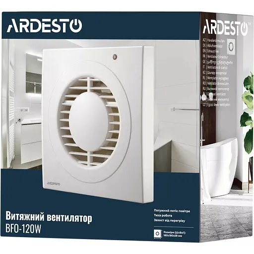 Вытяжной вентилятор Ardesto BFO-120W 20 Вт 150 м3/ч 2300 об/мин. 35 дБ белый - фото 7