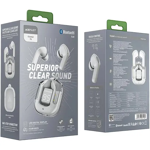 Навушники TWS Acefast T6 modern grey - фото 2
