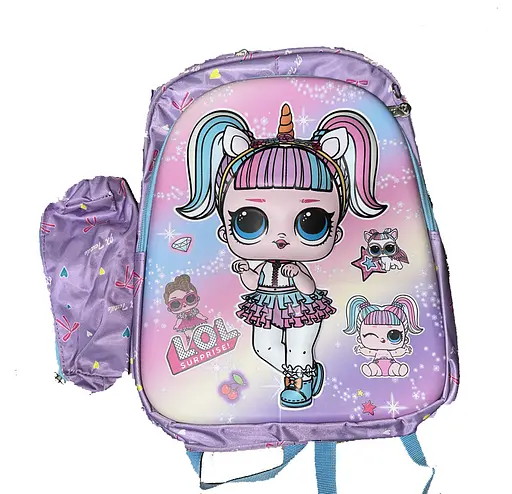 Рюкзак C 65139 пластикова вставка, пенал, регульовані лямки, 2 відділи, в пакеті (6900067651396) Лол фіолетовий Вид 3 - фото 1