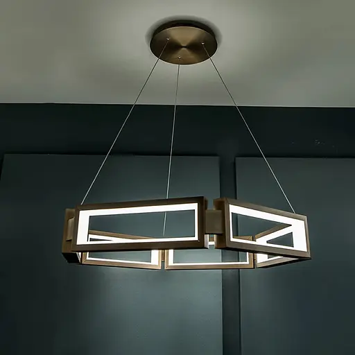 Люстра із підвісним чорним кільцем з прямокутників Ø 60 см | Арт. MJ 235-600 | Line F - фото 1