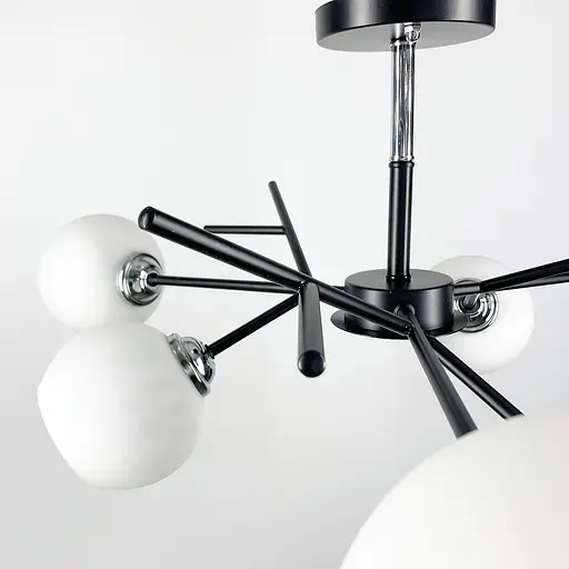 Люстра в черном корпусе на 6 ламп Line.F Цвет плафона Белый - фото 7