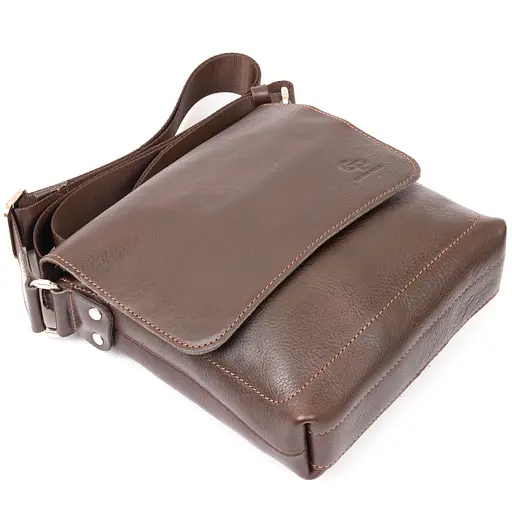 Чоловіча шкіряна сумка GRANDE PELLE 21х23х4,5 см sum0012521 - фото 5