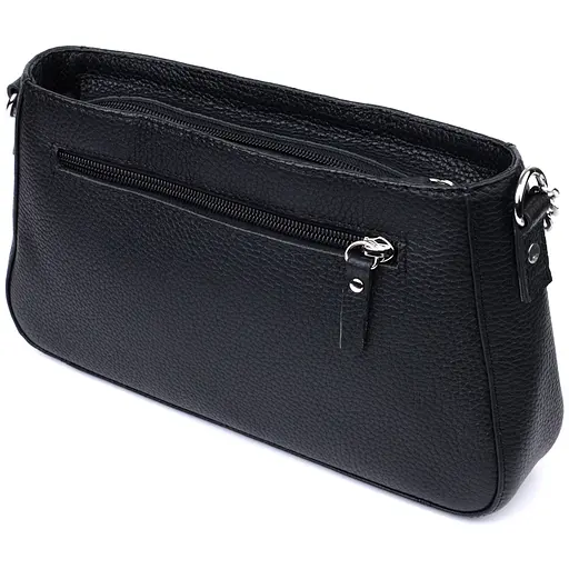 Сумка женская багет Shvigel с цепочкой и съемным ремешком из зернистой натуральной кожи 26.5х15х5.5 см sum0027034 - фото 2