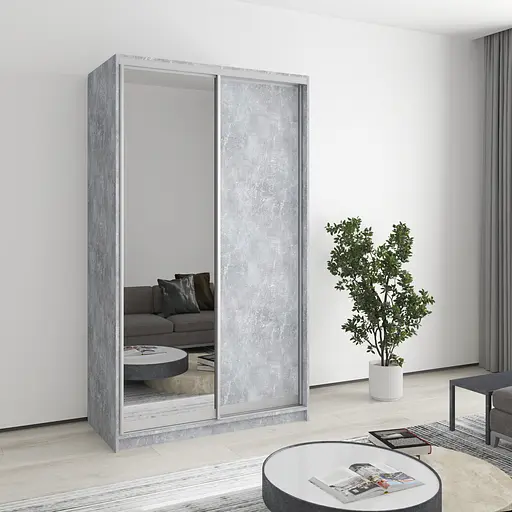 Шафа-купе дводверна MebelStar Стандарт AL ДСП/Дзеркало 120x60x210 см Бетон (MBS-2443)