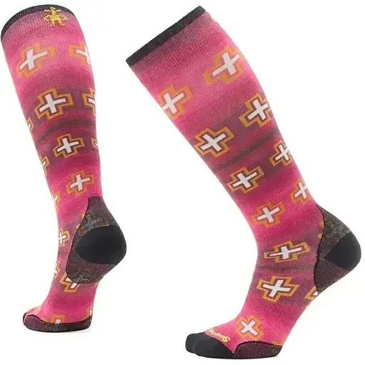 Шкарпетки Smartwool Women's Ski Zero Cushion Paths Crossed Print OTC M Pink Smart Wool (1033-SW SW002502.L89-M)