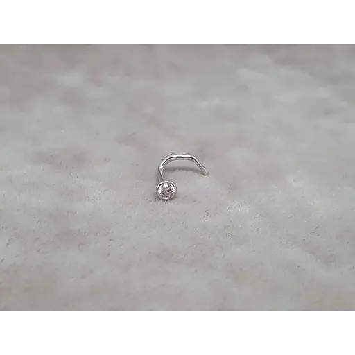 Серебряная серьга-пирсинг в нос. 1023.7С Розовый (светлый) - фото 4