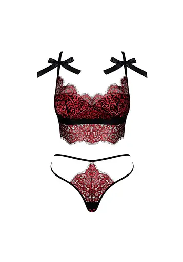 Комплект білизни Obsessive Redessia L/XL бордовий - фото 5