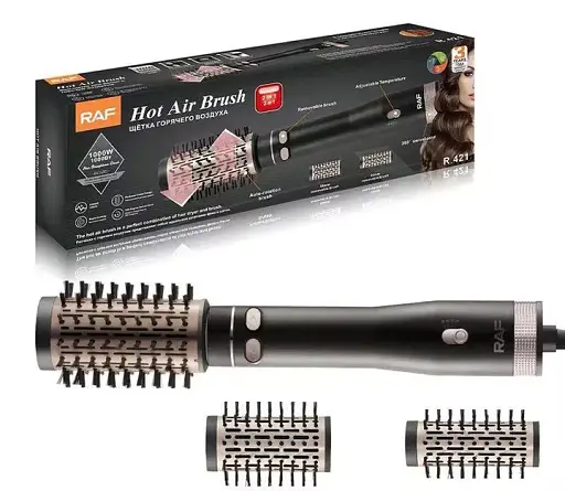 Фен браш Profi стайлер с вращающейся насадкой RAF R.421 электрическая расческа Черный 1000 Вт - фото 2