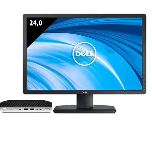 Комплект Компьютер HP ProDesk 600 G3 Mini PC (i5-6500T/8/256SSD) + Монитор 24" Dell P2412H Б/У - фото 1