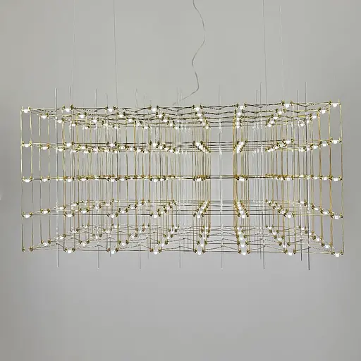 Кубічна люстра у формі паралелепіпеда 129х60х60 см | Line F | Арт. MJ201-1290*600*600 Titanium - фото 1