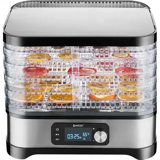 Дегідратор Maltec 109553 450 Вт 12 л 5 лотків таймер дисплей регулювання температури чорний INOX - фото 1