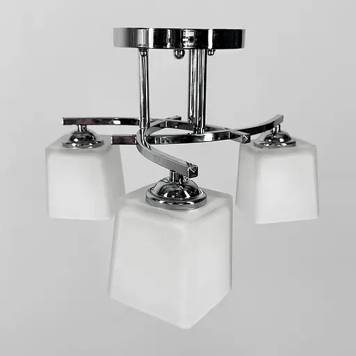 Стельовий хромований світильник на 3 білих плафони Ø 35 см | Арт. 91173/3B CH | Line F - фото 2