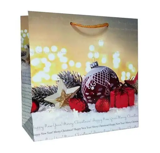 Подарунковий пакет "Новорічний" 23х24х10см, набір з 6-ти штук 7246