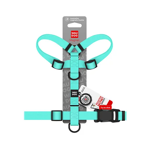 Шлей для собак водостойкий анатомический Н-образный Waudog Magnet с QR-паспортом магнитная пряжка-фастекс S Ш 15 мм А 28-42 см В - фото 5