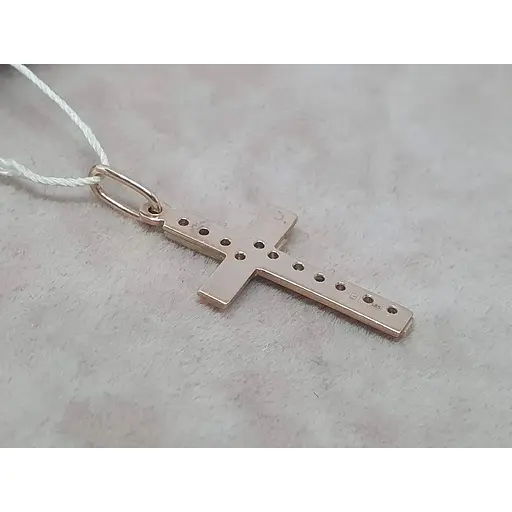 Золотий хрестик ЮЗ "Багет" з діамантами. 2В410320536/21 - фото 3