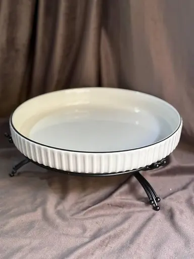 Сервировочное блюдо 1569B из керамики на металлической подставке 20 см - фото 2