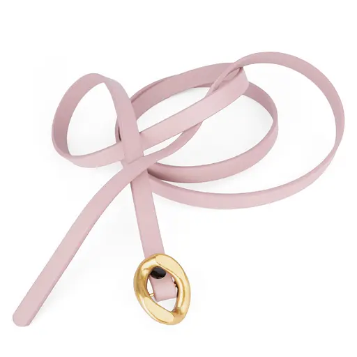 Ремінь вузький жіночий шкіряний пудровий HC-1001 (120 см) під сукню - фото 3