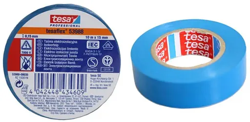 Ізоляційна стрічка Tesa SPVC +90°C 7000V 10 м х 15 мм синя