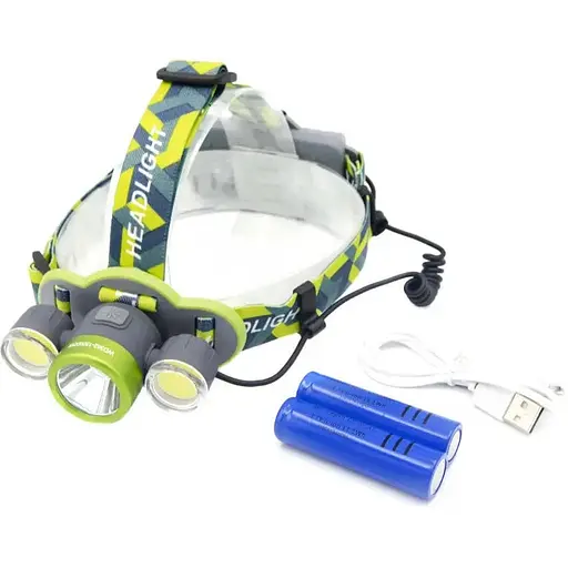 Фонарь налобный WD RB-125 универсальный мощный для рыбалки T6 + 2COB Zoom Зум - фото 1