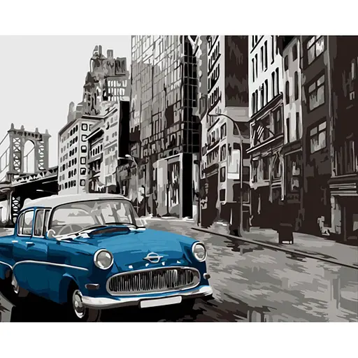 Картина за номерами Strateg ПРЕМІУМ Ретропоїздка з лаком та з рівнем розміром 40х50 см (DY428) 4823113861384 - фото 1