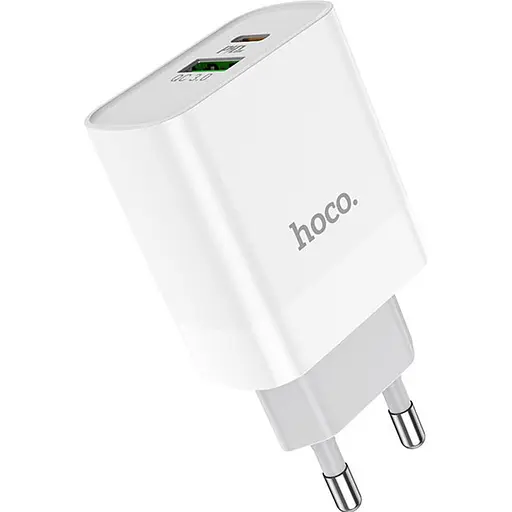Сетевое зарядное устройство Hoco C80A USB-A/USB-C 18W White [124885] - фото 3
