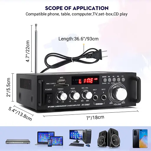AV-298BT Стерео аудіопідсилювач, максимальна потужність 600 Вт - фото 3