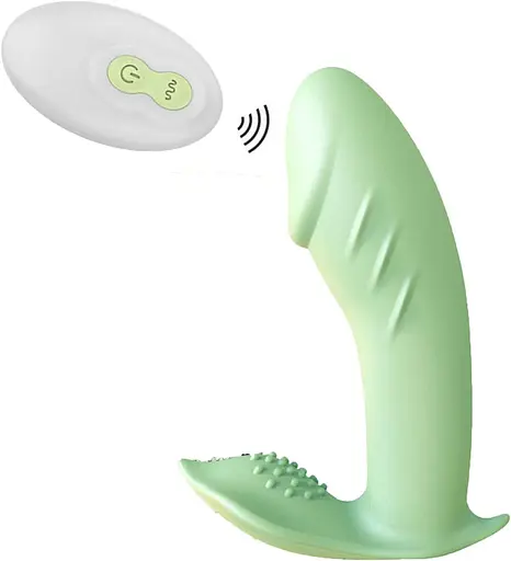 Вибратор-бабочка для женщин силиконовый с 10 режимами и пультом 96 мм зеленый - фото 2