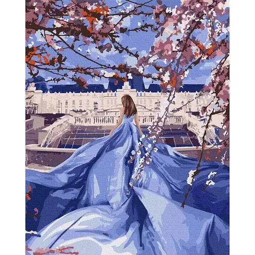 Картина по номерам на подрамнике Brushme Красавица в сакурах - фото 1