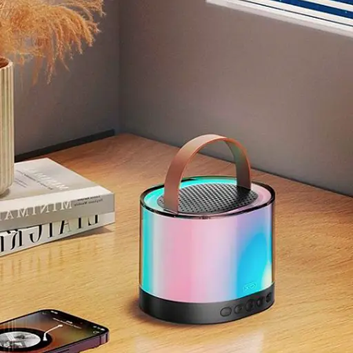 Колонка XO F47 Aurora Atmosphere Light Bluetooth портативна з мікрофоном чорна - фото 3