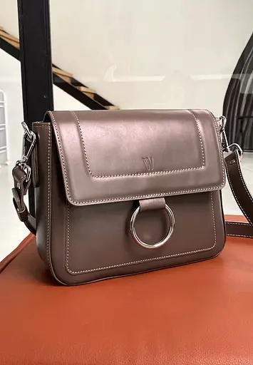 Женская кожаная сумка Jessie темно-бежевая - фото 2